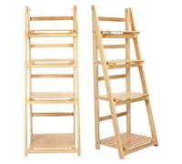 Étagère échelle à 4 Niveaux - Support de Rangement Pliable Robuste pour Bibliothèque de Maison et Exposition de Plantes - Style Rustique pour Salon (2)