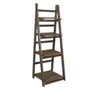 Étagère échelle à 4 Niveaux - Support de Rangement Pliable Robuste pour Bibliothèque de Maison et Exposition de Plantes - Style Rustique pour Salon (Brown)