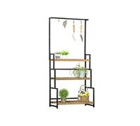 Outsunny Porte Plante Suspendue Bois 3 Niveaux + Barre 4 Crochets 80x36x174cm | Aosom France