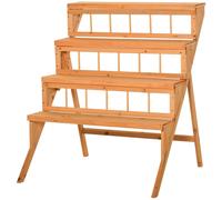 Outsunny Étagère échelle à Fleurs en Bois Étagère à Fleurs Supports de Pots Porte Plante 4 niveaux pour Intérieur Balcon Jardin Terrasse Bois Sapin pré-huilé