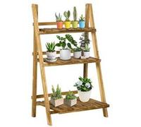 Outsunny Étagère à plantes en bois forme pyramidale échelle pliante avec 3 étagères 60 x 37 x 93 cm marron | Aosom France