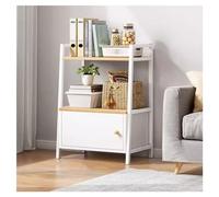 Étagère échelle avec cadre en métal à 2 niveaux de rangement indépendant avec tiroirs pour la maison, le bureau ou la salle de bain, étagère décorative moderne