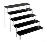 Étagère échelle en acrylique de 1 à 5 niveaux pour parfums, poupées, gâteaux, bijoux, petits objets de collection et merchandising visuel (5 couches)