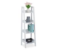Étagère échelle meuble de rangement bibliothèque moderne 4 niveaux MDF blanc