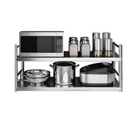 Étagère en acier inoxydable｜Étagère de rangement de cuisine à 2 niveaux，étagère murale commerciale avec garde-corps｜Étagère flottante en métal pour four à micro-ondes pour restaurant(90X35X40CM)