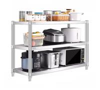 Étagère en acier inoxydable, étagère de rangement réglable à 3 niveaux pour cuisine, support de rangement pour four à micro-ondes, étagère sur pied pour garde-manger, garage, buanderie(80x30x80cm)