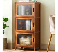 Étagère en acrylique avec base en bois - Organiseur à étages pour objets de collection, porte magnétique anti-poussière et accès indépendant, décoration d'intérieur élégante