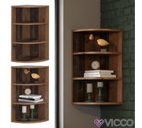 Vicco Étagère d'angle Ecki, Bois Antique, 30x60cm | pour montage mural avec trois compartiments ouverts