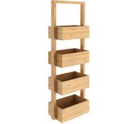 Étagère en bambou 4 compartiments Meuble de rangement 88x28x16 cm Charge max. 20kg Salle de bain cuisine couloir