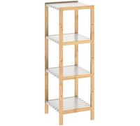 Casaria Étagère en Bambou 4 Niveaux Meuble de Rangement avec tablettes Blanches Charge Max. 40 kg Maison intérieur Salle de Bain