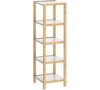 Étagère en bambou 5 niveaux Meuble de rangement avec tablettes blanches Charge max. 50 kg Maison salle de bain cuisine