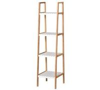 Etagère en bambou de salle de bain 4 niveaux à lattes dim. 35L x 36l x 138H cm bois pin blanc