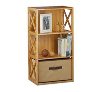 Etagère en bambou lot de 2 3 niveaux avec panier de rangement bois nature HxlxP: 80 x 42 x 29 cm nature