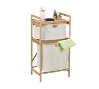 relaxdays Panier à linge en bambou Étagère avec 2 compartiments