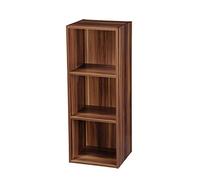 étagère en bois à 1, 2, 3, 4 étages, bibliothèque, vitrine, unité de rangement, teck, 3 étages