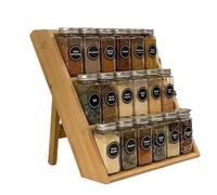 Étagère en bois à 3 niveaux pour cuisine et cosmétiques | Rangement robuste pour les épices, les compléments essentiels, les desserts et les parfums | Solution peu encombrante pour comptoir et armoire