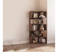 Etagère en Bois À Plusieurs Couches Autoportante pour la Conservation et L’Exposition Organisateur Vertical en Forme de L Bibliothèque D’Angle Ouverte(B,60*60*159.7CM/23.6*23.6*62.9IN)