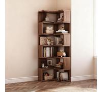 Etagère en Bois À Plusieurs Couches Autoportante pour la Conservation et L’Exposition Organisateur Vertical en Forme de L Bibliothèque D’Angle Ouverte(B,55*55*191.3CM/21.7*21.7*75.3IN)