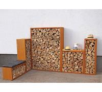 Étagère en bois de cheminée en rouille noble kit étagère en bois de chauffage...