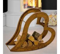 Étagère en Bois De Porte-Objets Cheminée Rouille Intérieur Extérieur Déco Cœur B