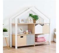 Etagère en bois massif blanc et bois vernis 39 x 137 x 146 cm Blanc G