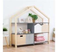 Etagère en bois massif bois vernis et gris 39 x 137 x 146 cm Beige G