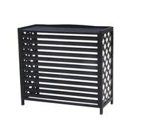 Étagère en bois massif, couvercle de climatiseur en bois noir avec conception de grille de stores, facile à installer, for couverture de climatisation centrale extérieure ou balcon,(Size:103X44X93 Cm)