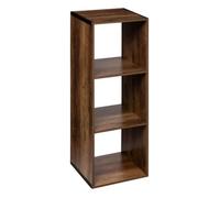 Étagère en bois PEGANE - Marron foncé - 34x32x100 cm - 3 cases - Meuble de salon contemporain