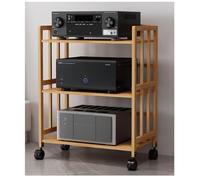 Étagère en bois pour lecteur DVD avec support mobile à 3 niveaux pour TV stéréo, étagères d'angle flottantes pour salon, bureau, 88 cm (H) x 55 cm (L)