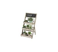 Étagère en bois pour plantes 3 niveaux avec ardoise "" Mon jardin"" - Beige - L 45 x P 43 x H 78 cm