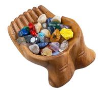 Étagère en : bols décoratifs, bols en bois pour décorations, plateau robuste en | Bol avec mains sculptées, présentoir à pierres, lisse en bois pour anneaux, c