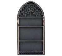 Étagère en cristal pour le mur, étagère en cristal gothique en bois, étagères flottantes noires ancienne fenêtre d'église étagère cristalline 15,7x7.8 Écran d'huile essentielle étagère à bibelot