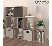 Vicco Étagère, Sonoma, 142.4x107.8cm | utilisable comme séparateur de pièce avec 9 compartiments de rangement ouverts