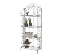 CLP Étagère de jardin Antje en fer forgé 4 niveaux pliable Vert antique