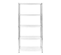 Etagère en Fil d'Acier Chromé 1000KG - 35 x 90 x 180cm - Pied de Nivellement - Rangement Garage, Cuisine, Atelier, Entrepôt, Organisation Rayonnage - 5 Niveaux Ajustable - 100% Sans Boulons