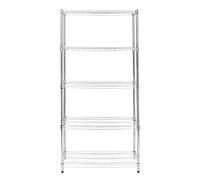 Etagère en Fil d'Acier Chromé 1000KG - 45 x 90 x 180cm - Pied de Nivellement - Rangement Garage, Cuisine, Atelier, Entrepôt, Organisation Rayonnage - 5 Niveaux Ajustable - 100% Sans Boulons