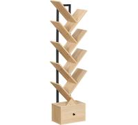 Étagère En Forme D'arbre, Bibliothèque Sur Pieds À 9 Niveaux, Étagère De Rangement, Pour Cd, Dvd, Livres, Style Rustique, Pour Salon, Chambre, Bureau, Couleur Bois Et Noir Ebn18sj01g1
