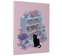 Étagère en forme de chat de pêche, illustration de plantes florales, décoration murale fantaisie pour salon, chambre à coucher, bureau, design esthétique de la maison, 20,3 x 30,5 cm