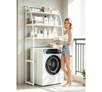 Étagère en métal à 3 niveaux pour machine à laver, étagère sur pied, sans perçage requis, gain de place, robuste et durable, utilisée pour ranger des articles au-dessus des machines à laver et des toi