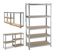 Étagère en métal galvanisé pour charges lourdes | 5 tablettes en bois MDF | Charge maximale : 875 kg | 200 x 100 x 50 cm (H x L x P) | Étagère de garage