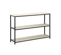 Bibliothèque Sweeek Etagère en métal noir et décor bois - Loft - bibliothèque 3 niveaux 120x30x80cm