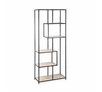 Alice's Home - Etagère en métal Noir et décor Bois - Loft - bibliothèque 6 Niveaux. L 77 x l 33 x H 185cm