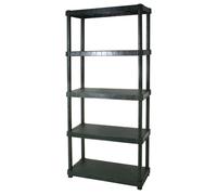 Étagère en Résine Pas, 5 Tablettes, Noir, Charge 300 kg, 90x40x188H cm
