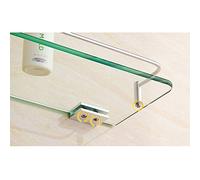 Étagère en verre de salle de bain en aluminium - 1 niveau en verre trempé extra épais - Étagère de rangement rectangulaire pour cosmétiques, miroir mural, élégant et économiseur d'espace