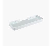 Etagere en Verre Étagère de Commode de Salle de Bain en Aluminium Blanc, Support Mural de Salle de Bain, de Douche, de Rangement de Toilettes, Support d'angle en Verre, étagère de Salle de Bain(30cm)
