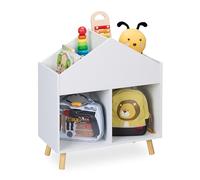Étagère Enfant Relaxdays, H x L x P : 64,5 x 60 x 30 cm, 6 Compartiments, Rangement Chambre, Maison, Blanc/Nature
