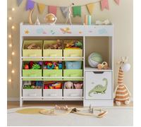 Étagère enfant Søndreland à motif dinosaure 80 x 90 x 30 cm blanc vert jaune