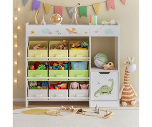 Étagère enfant Søndreland à motif dinosaure 80 x 90 x 30 cm blanc vert jaune