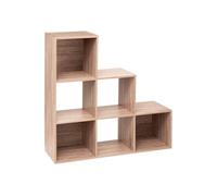 Five - Meuble Étagère escalier 6 Cases de Rangement Effet chêne Naturel H 102 cm