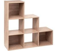 Five - Meuble Étagère escalier 6 Cases de Rangement Effet chêne Naturel H 102 cm